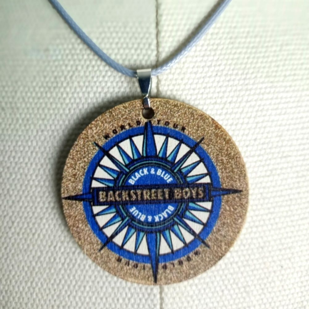 Handcrafted Backstreet Boys Black & Blue with Silver World tour logo necklace